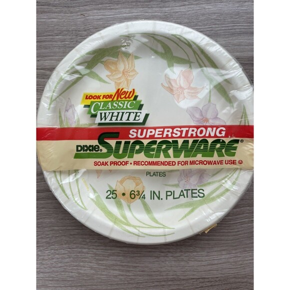 Vintage/New DIXIE Super Strong Paper Plates Sealed 6 3/4 Inch 25 Ct Sealed - Picture 2 of 5